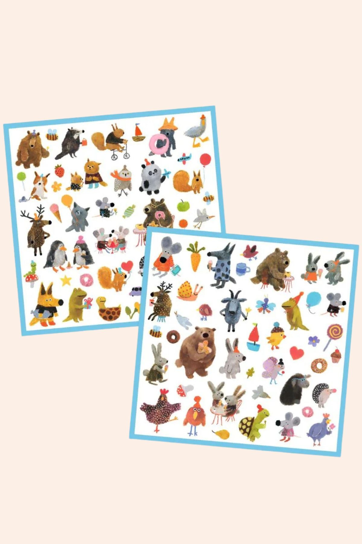 Djeco - 160 Stickers - Fluffy Friends -  Strawberries & Cream - Ingrid Lewis - Designer