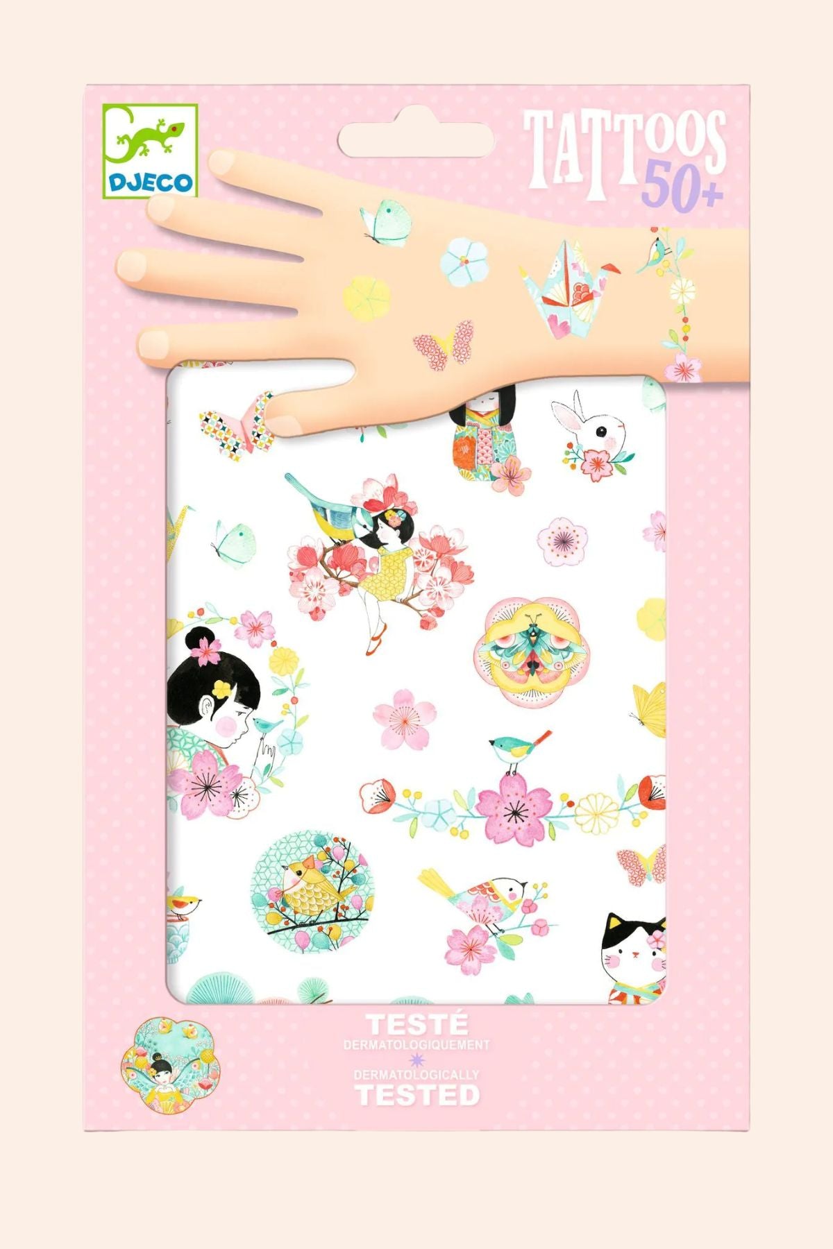 Djeco - 50 Temporary Tattoos -  Sakura - Strawberries & Cream - Ingrid Lewis - Designer