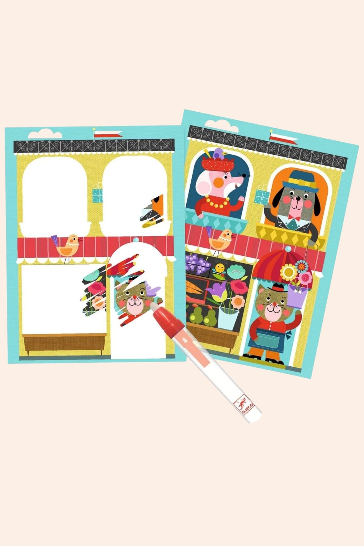 Djeco - 6 Creative Activities - The Cat and His Friends - Strawberries & Cream - Ingrid Lewis - Designer