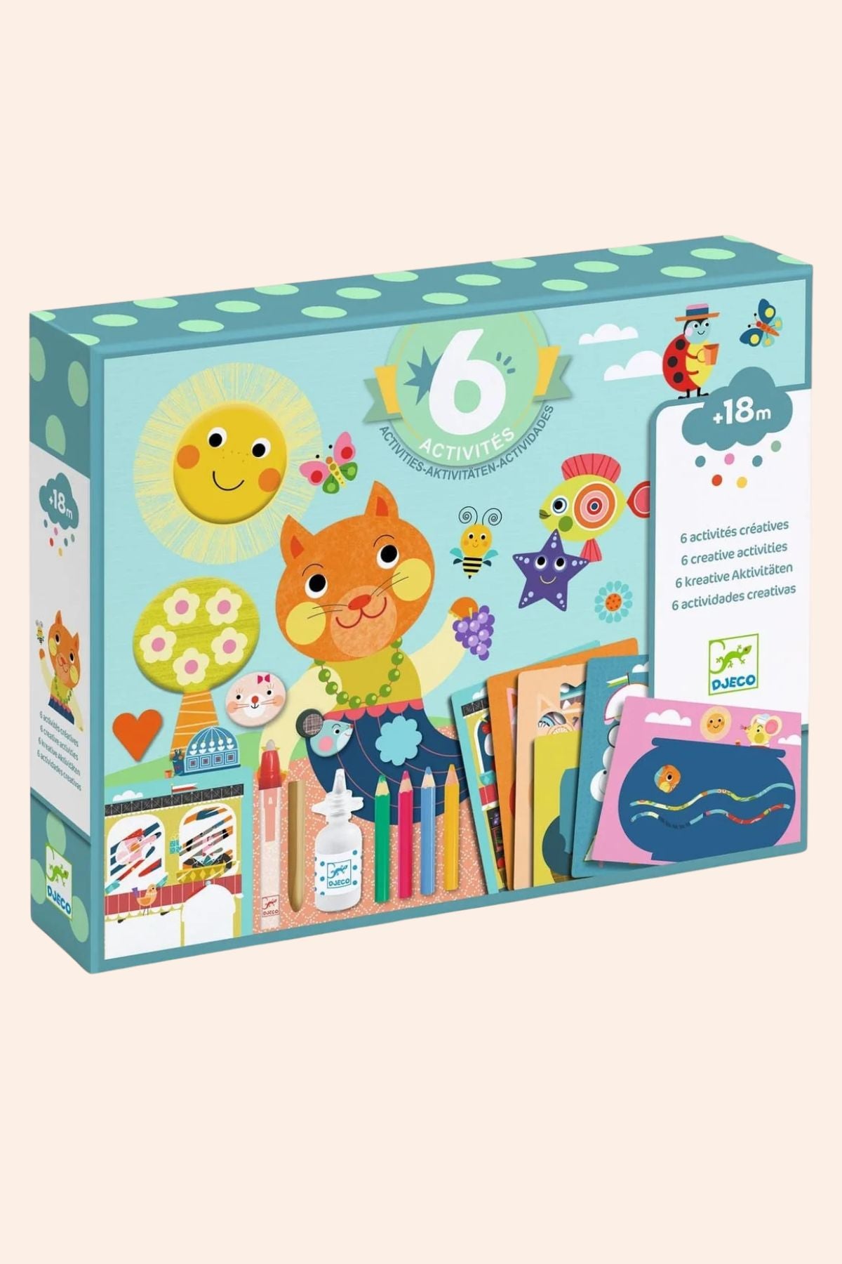Djeco - 6 Creative Activities - The Cat and His Friends - Strawberries & Cream - Ingrid Lewis - Designer
Children's activity book set with colourful illustrations.