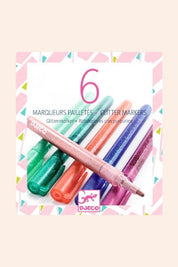 Djeco - 6 Glitter Markers - Sweet - Strawberries & Cream