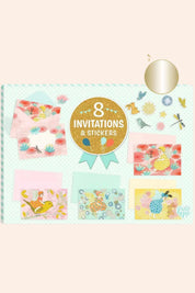 Djeco - 8 Invitations & Stickers - Fairies for a Day - Strawberries & Cream - Ingrid Lewis