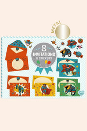 Djeco - 8 Invitations & Stickers - Pow! Bang! - Strawberries & Cream - Ingrid Lewis
Superhero-themed invitations and stickers set 