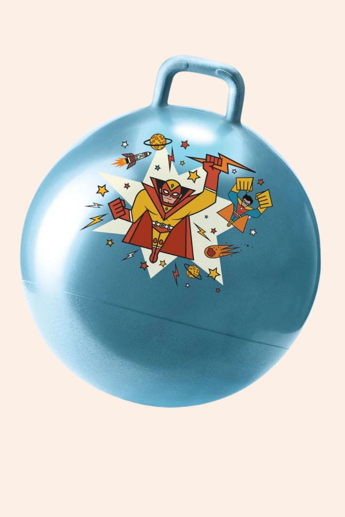 Djeco - Bouncy Ball - Space Hopper - Super Jumper - Strawberries & Cream - Ingrid Lewis - Designer
Blue space hopper with superhero design