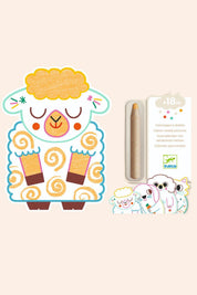 Djeco - Colour reveal pictures - Pets - Magic Colouring - Strawberries & Cream - Ingrid Lewis - Designer Sheep-shaped  pencil, Magic colouring reveal