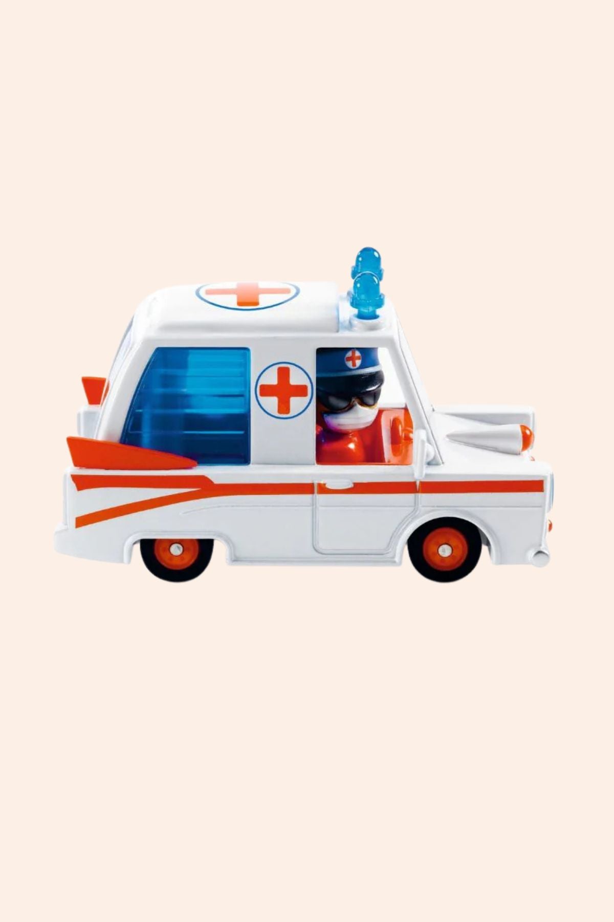 Djeco - Crazy Motors - Hurry Ambulance - Strawberries & Cream 
- Ingrid Lewis - Designer - Toy ambulance with a character inside 