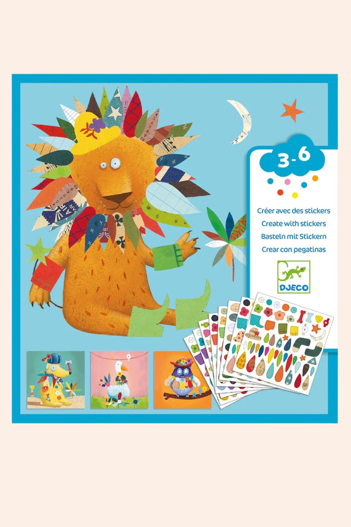 Djeco - Create With Stickers - Animals - Strawberries & Cream - Ingrid Lewis - Designer