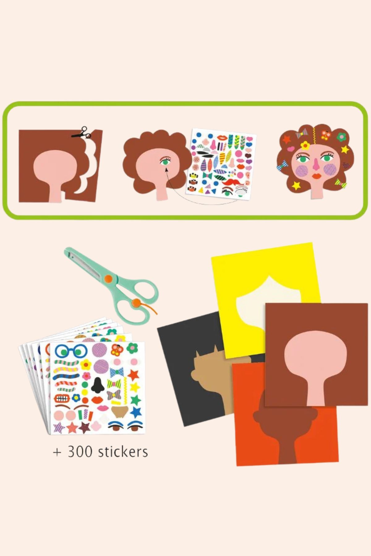 Djeco - Create With Stickers - Hairdresser - Strawberries & Cream - Ingrid Lewis - Designer
