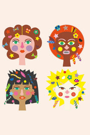 Djeco - Create With Stickers - Hairdresser - Strawberries & Cream - Ingrid Lewis - Designer