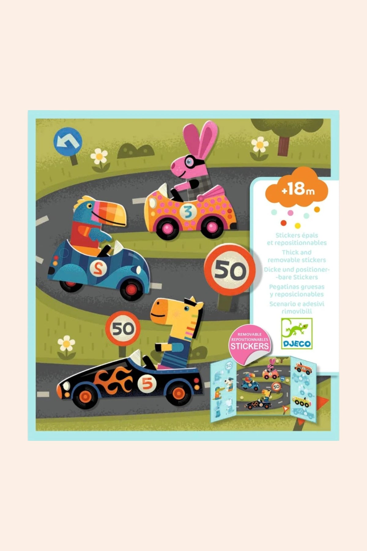 Djeco - Create with Stickers - Thick and Removable Stickers - Cars - Strawberries & Cream - Ingrid Lewis - Designer