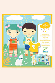 Djeco - Create with Stickers - Thick and Removable Stickers - Clothes - Strawberries & Cream - Ingrid Lewis - Designer