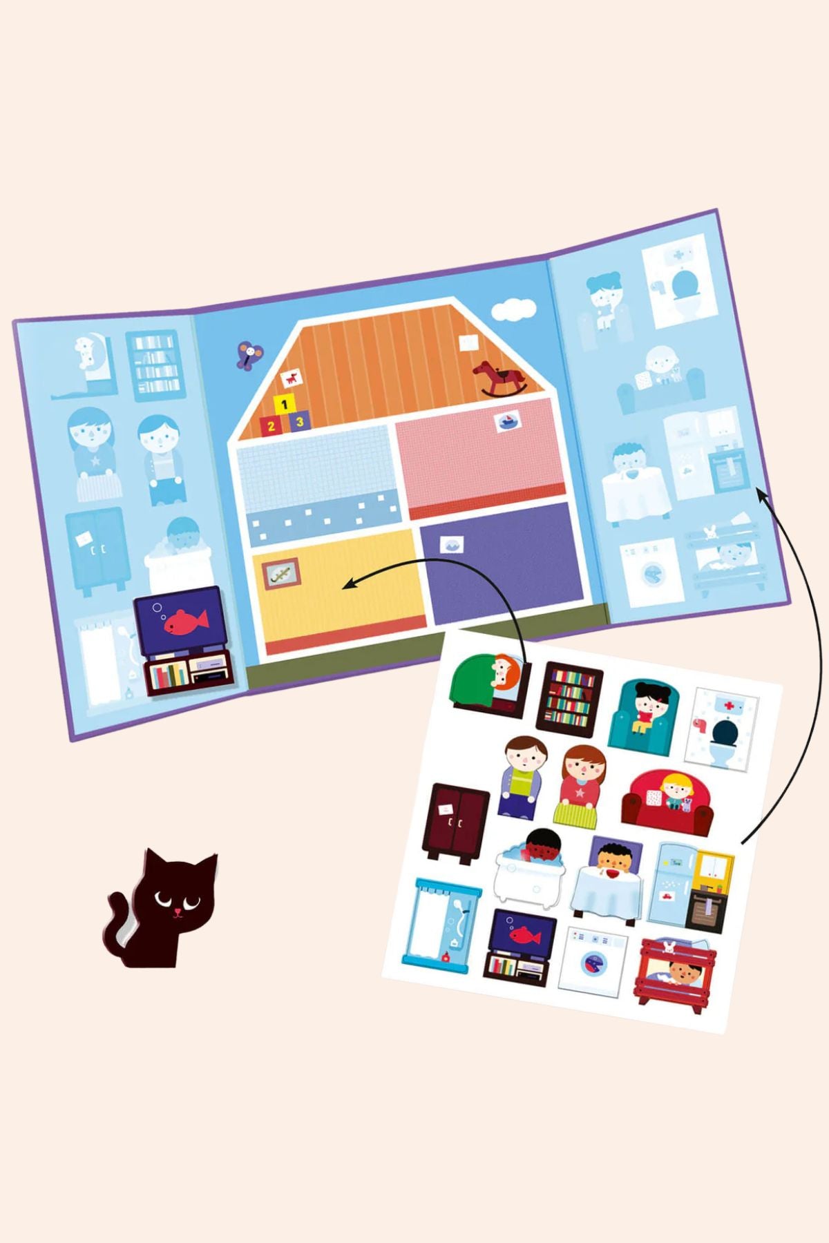 Djeco - Create with Stickers - Thick and Removable Stickers - House - Strawberries & Cream - Ingrid Lewis - Designer