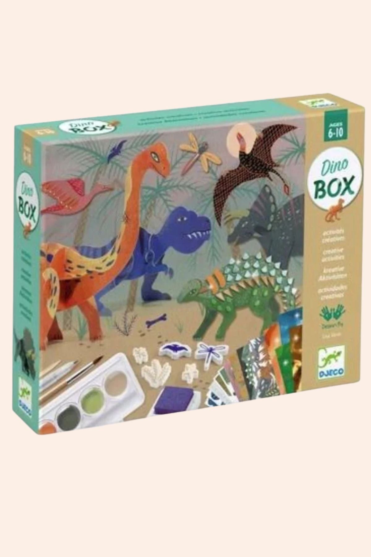 Djeco - Dino Box - Creative Activities - Strawberries & Cream - Ingrid Lewis - Designer
Dinosaur-themed children's art set packaging with colourful dinosaurs