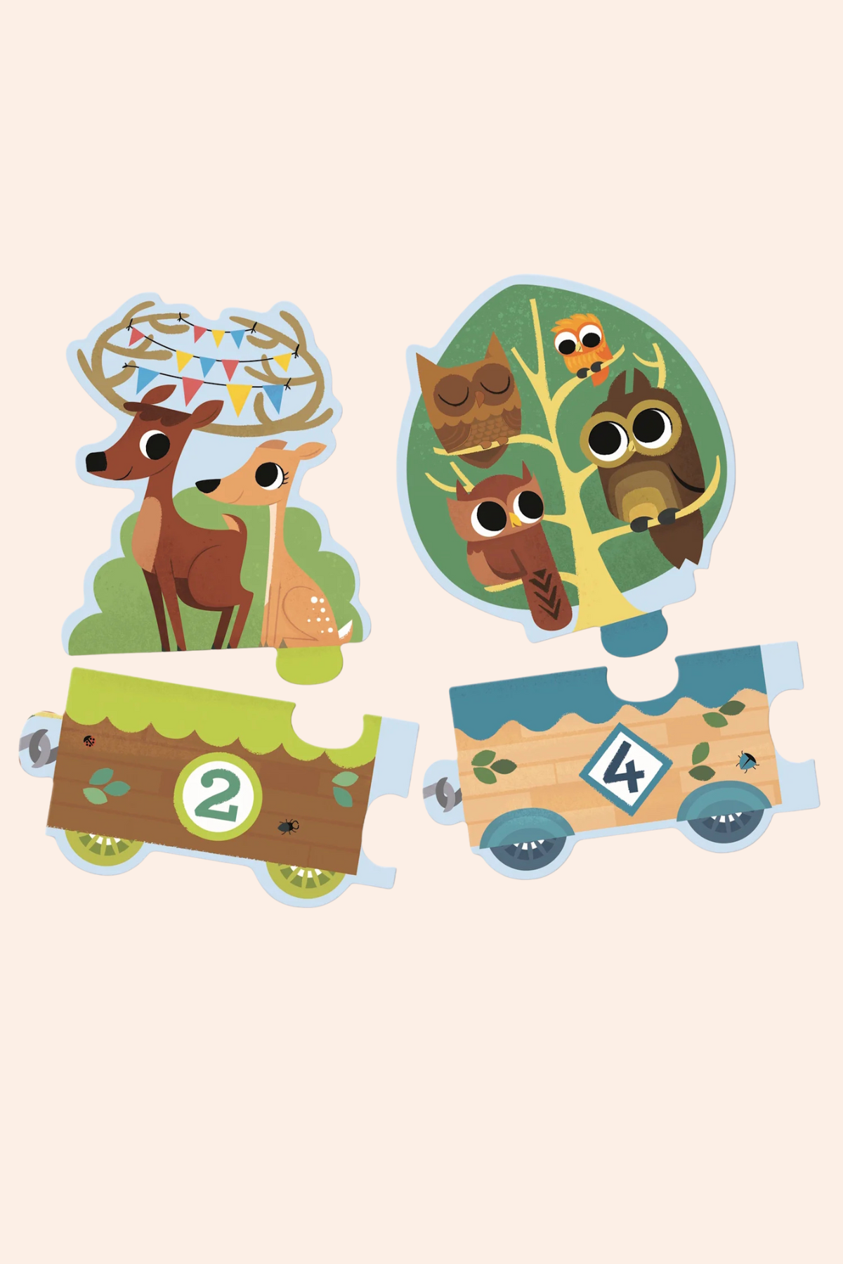Djeco - I Count Puzzle - 20 Pcs - Strawberries & Cream - Ingrid Lewis - Designer
Two wooden toy figures of a deer and an owl.