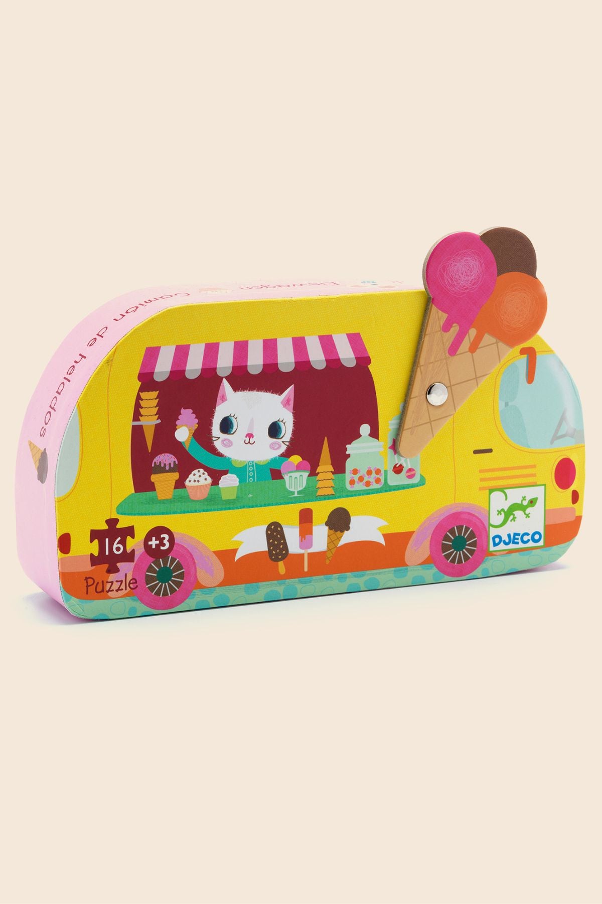 Djeco - Ice Cream Truck - 16 Piece Silhouette Puzzle - Strawberries & Cream 