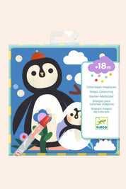 Djeco - Magic Colouring - Peekaboo! - Baby animals around the world Penguin-themed colouring book for children