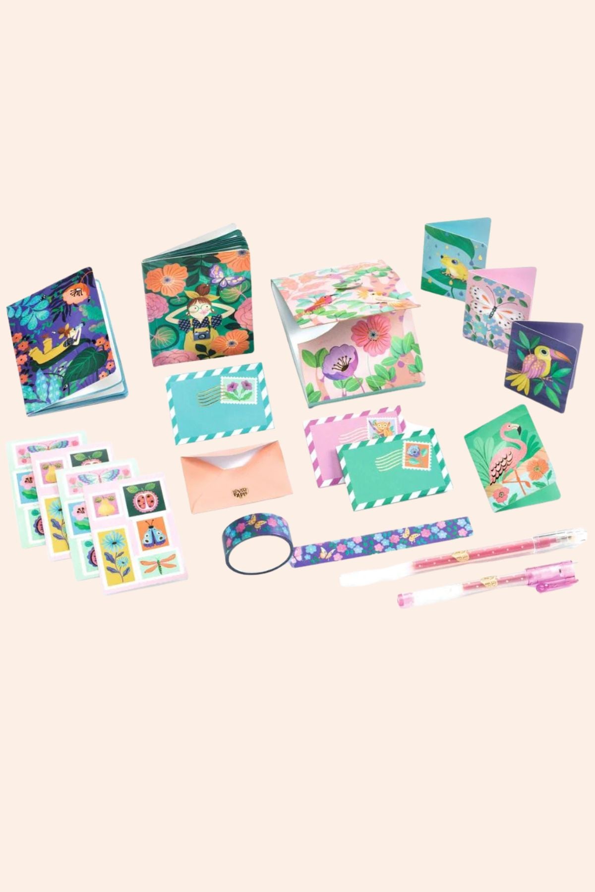 Djeco - Marie Box Set  - Strawberries & Cream - Ingrid Lewis - Designer 
Collection of stationery items with colourful designs.