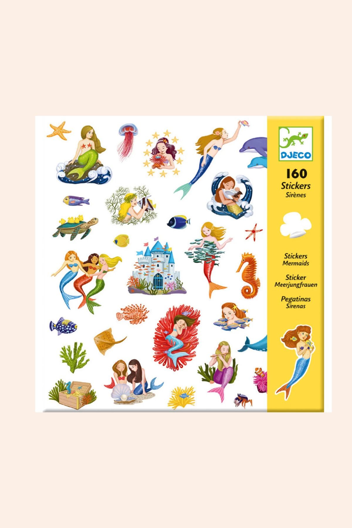 Djeco - Mermaids - 160 Stickers - Strawberries & Cream - Ingrid Lewis - Designer
Packaging of Djeco mermaid stickers with colourful illustrations.