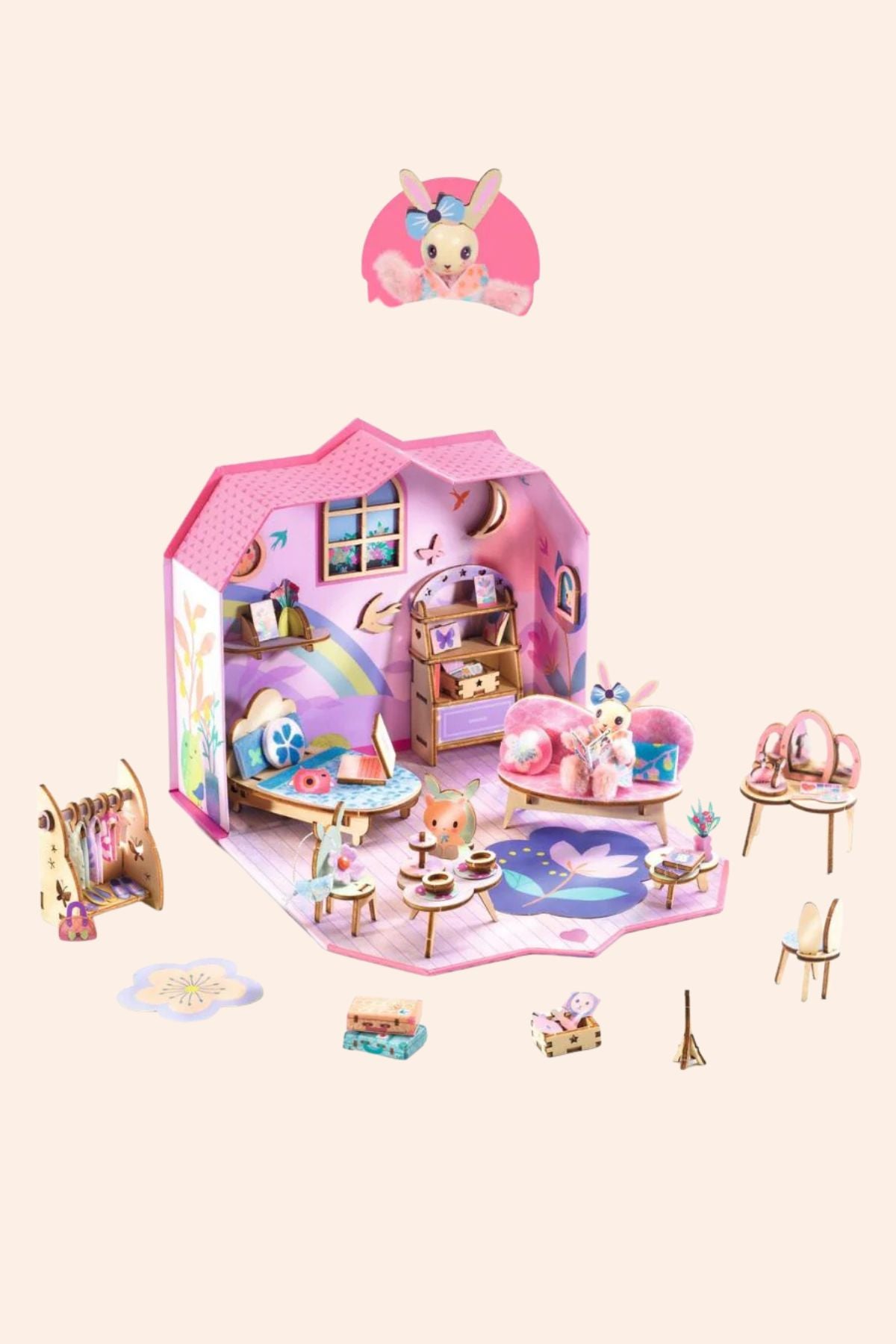 Djeco - Mi House - Rosie - Strawberries & Cream  
Toy dollhouse with furniture and accessories