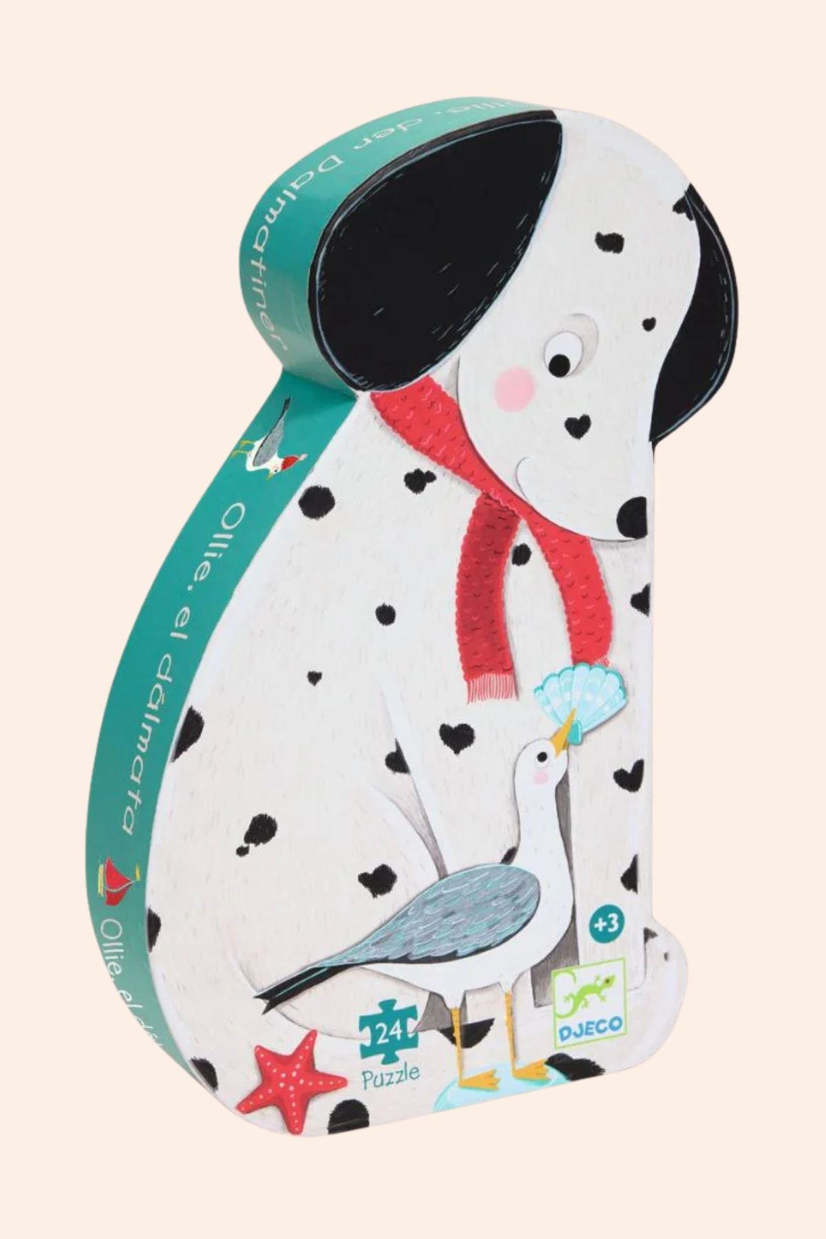 Djeco - Ollie - Le Dalmatien - Dalmatian Puzzle - Strawberries & Cream - Ingrid Lewis - Designer 
Djeco Jigsaw puzzle with two Dalmatian dogs on a beach scene.