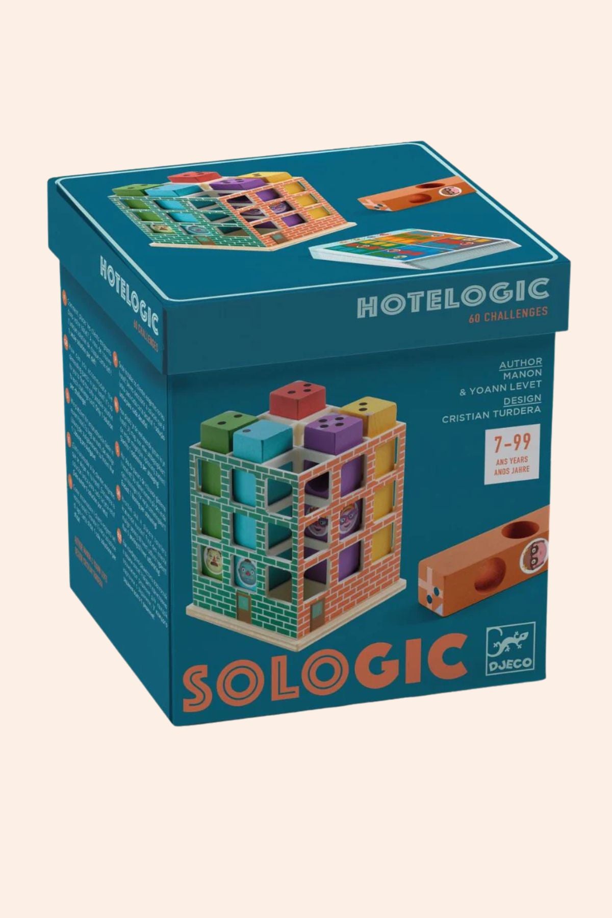 Djeco - Sologic - Hotelogic - Strawberries & Cream - Ingrid lewis - Designer - Sologic puzzle game box with colorful blocks.