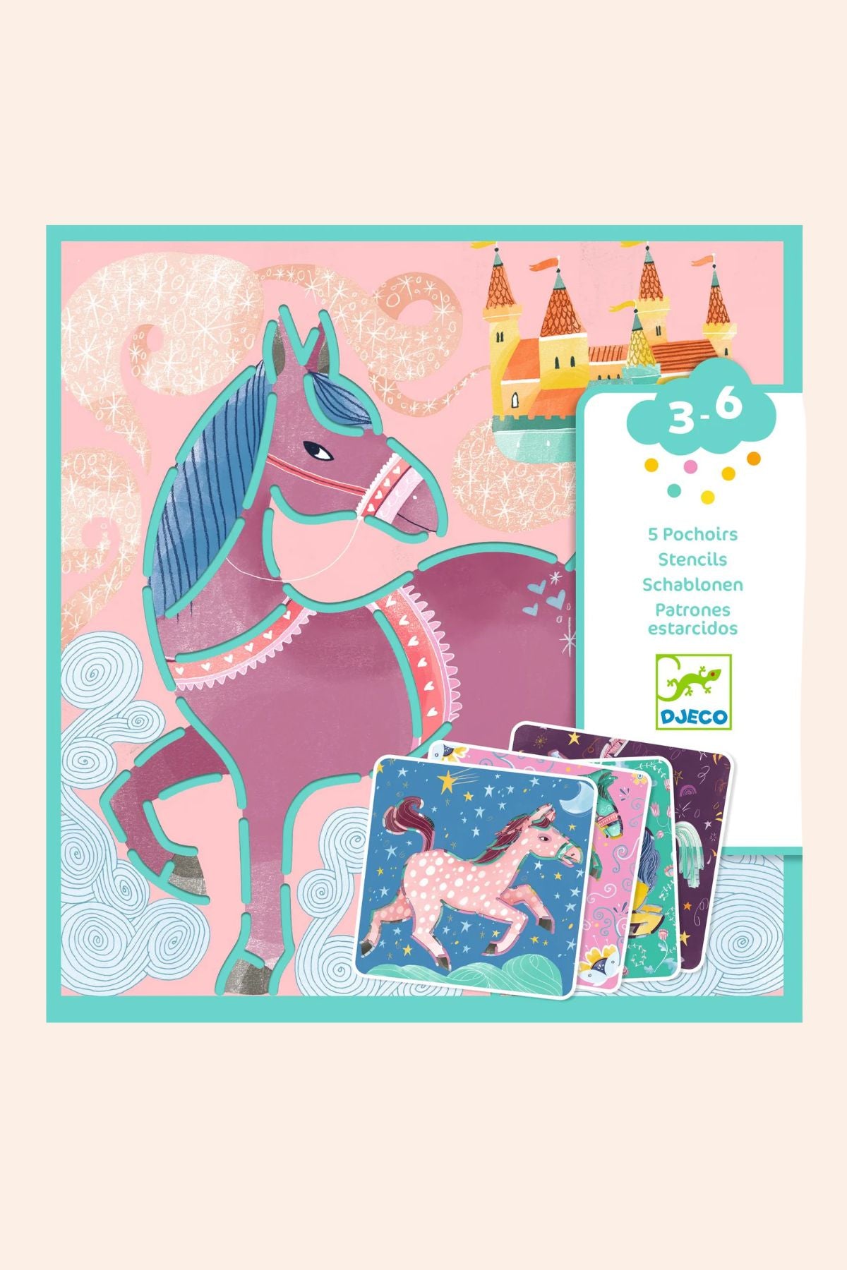 Djeco - Stencils - Horses - Strawberries & Cream - Ingrid Lewis - Designer