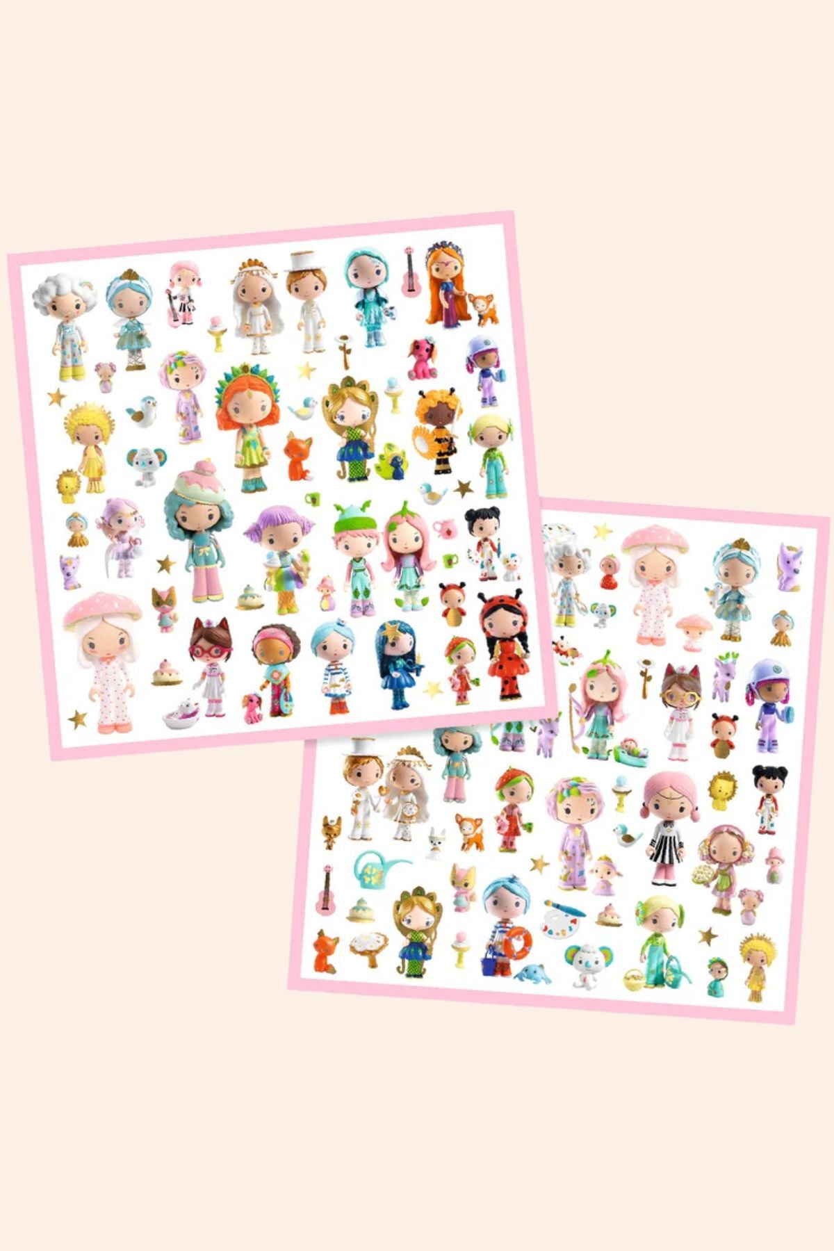 Djeco  - The Little World of Tinyly -  160 Stickers - Strawberries & Cream - Ingrid Lewis
Two sheets of colourful cartoon character stickers