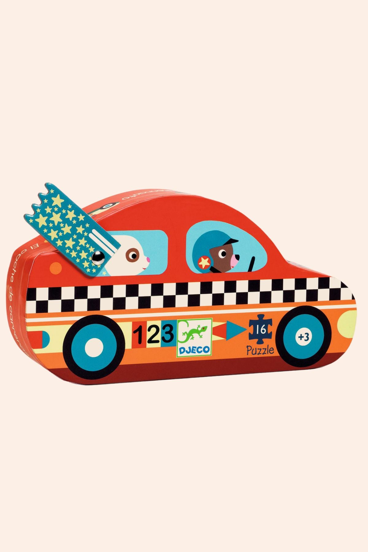Djeco - The Racing Car - 16 Piece Silhouette Puzzle - Strawberries & Cream 