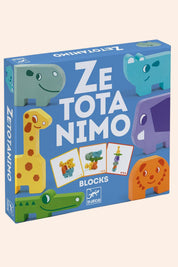Djeco Ze Totanimo Blocks - Wood Blocks - Construction Game - Strawberries & Cream  - Ingrid Lewis - Designer 
Ze Totanimo  blocks packaging with colourful animal illustrations