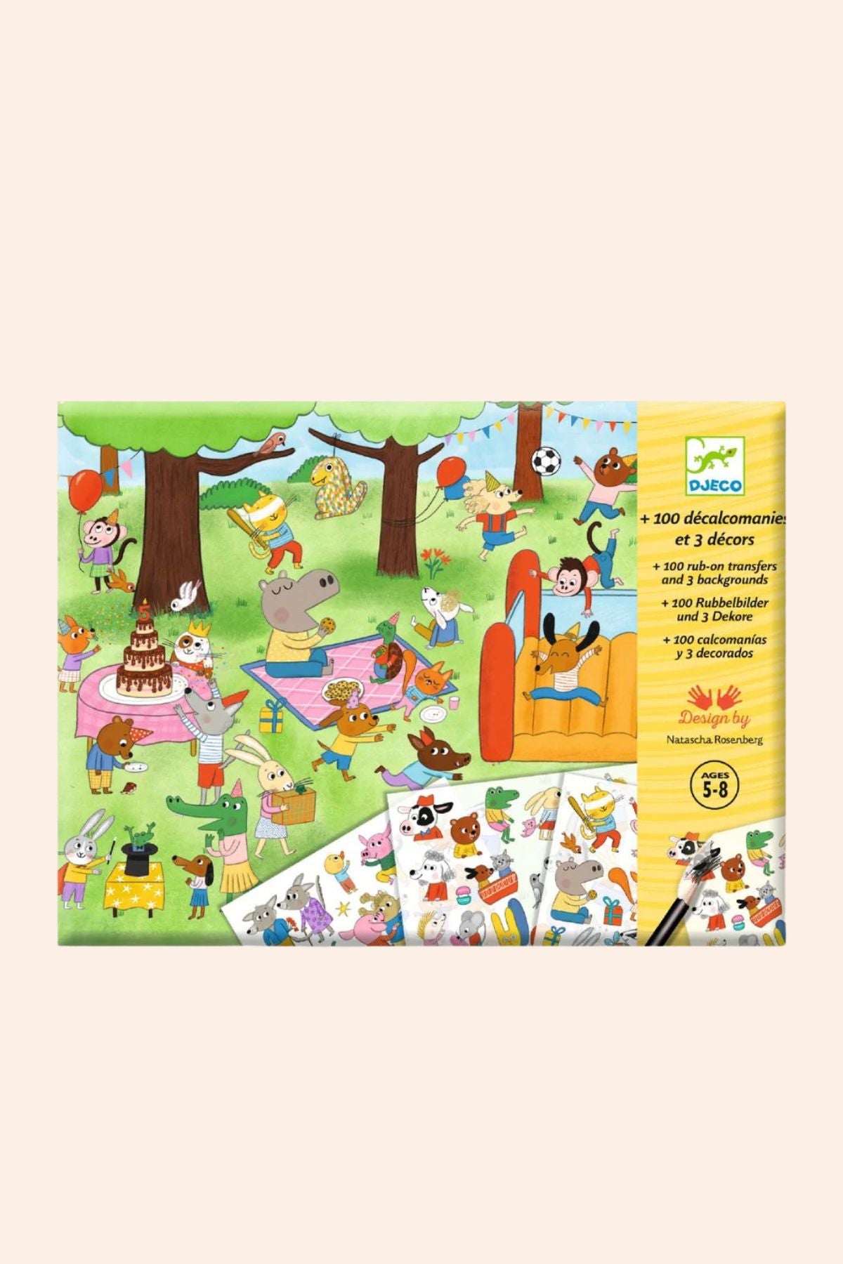 Children's activity book with colorful illustrations on a white background