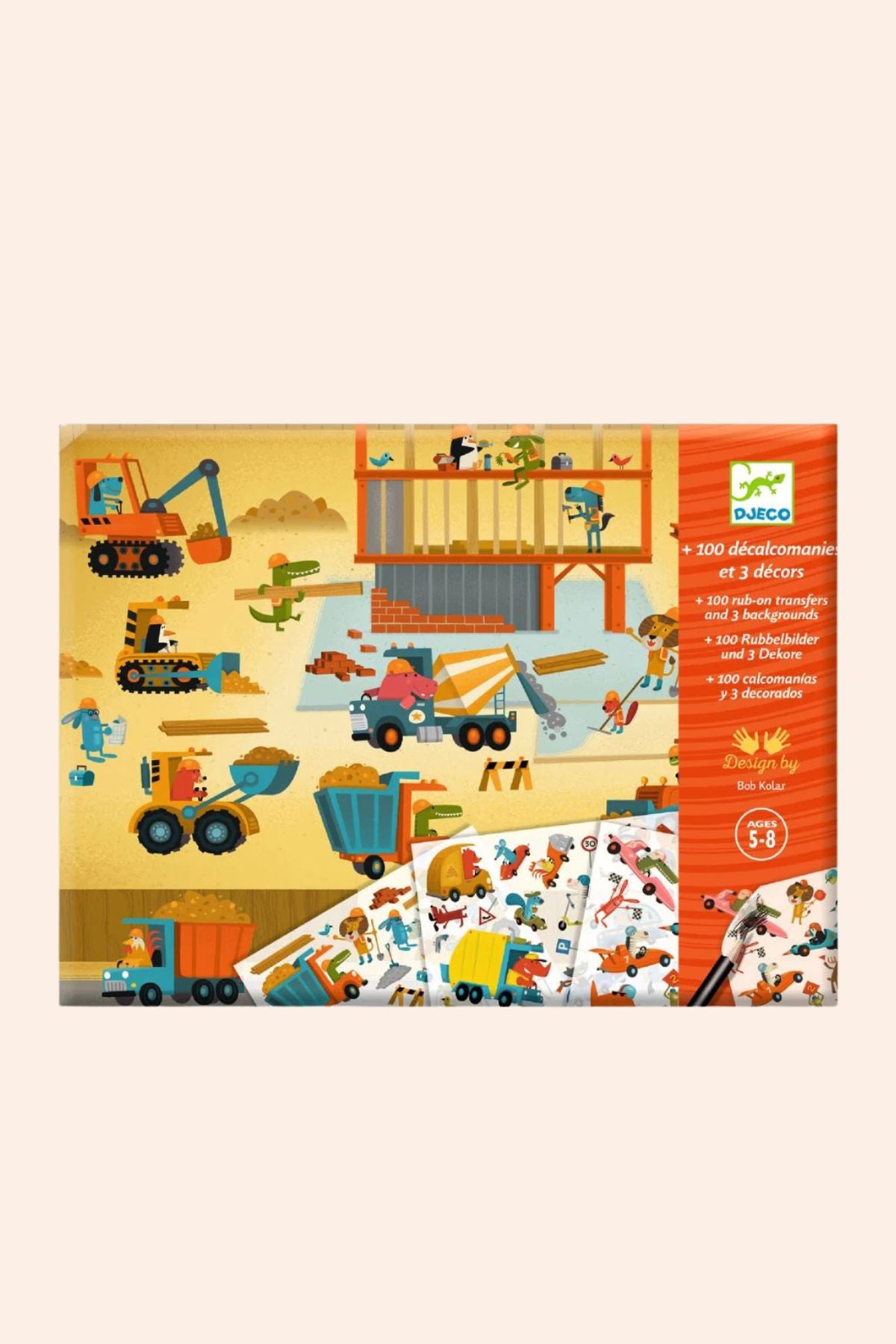 Children's educational puzzle with construction theme on a white background