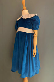 Ginger Queen Dress in Azure Velvet - Designed by Ingrid Lewis - Strawberries and Cream