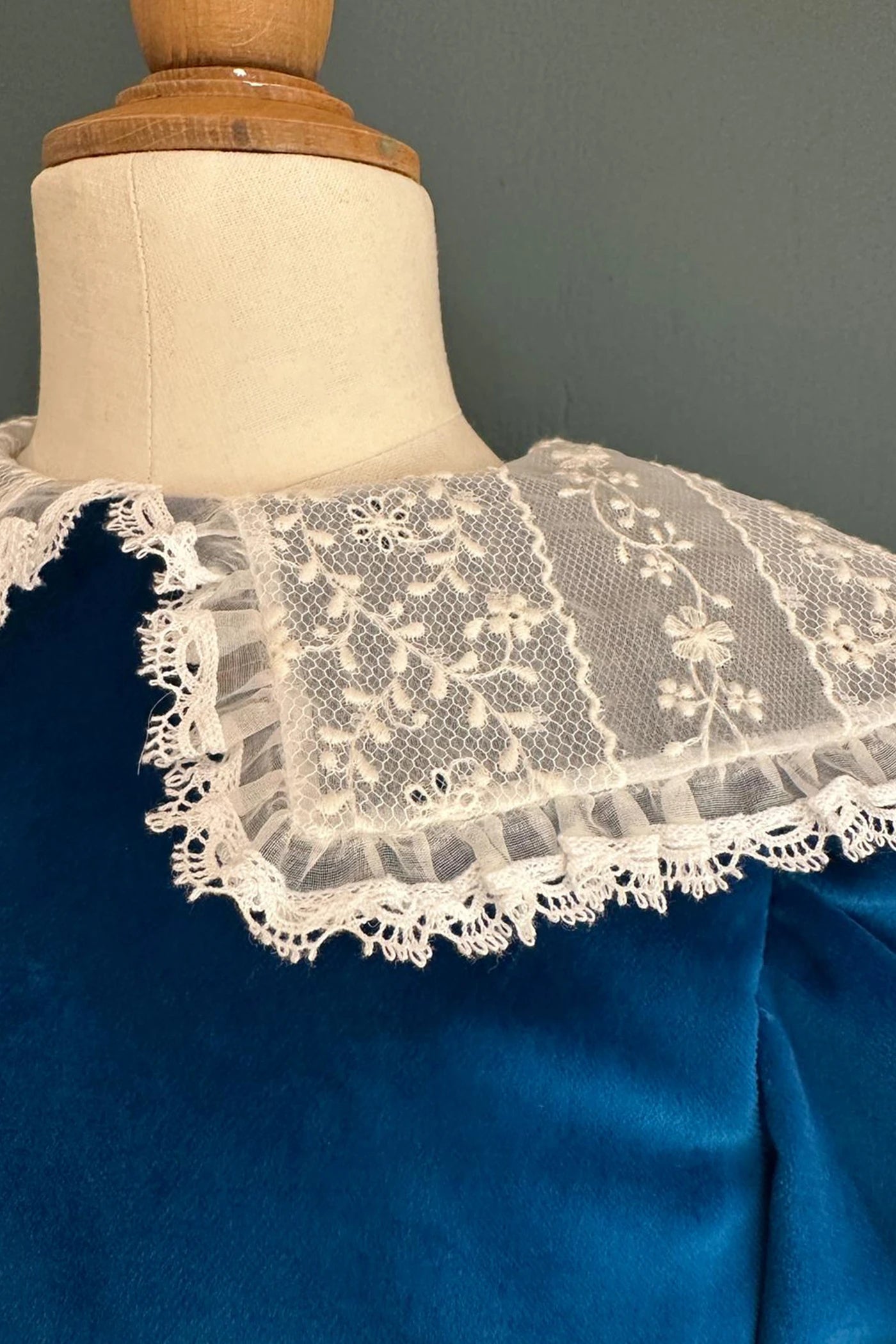 Ginger Queen Dress in Azure Velvet - Designed by Ingrid Lewis - Strawberries and Cream