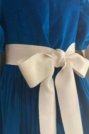 Ginger Queen Dress in Azure Velvet - Designed by Ingrid Lewis - Strawberries and Cream