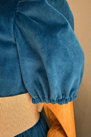 Ginger Queen Dress in Azure Velvet - Designed by Ingrid Lewis - Strawberries and Cream