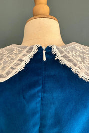 Ginger Queen Dress in Azure Velvet - Designed by Ingrid Lewis - Strawberries and Cream