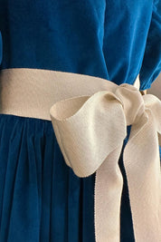 Ginger Queen Dress in Azure Velvet - Designed by Ingrid Lewis - Strawberries and Cream