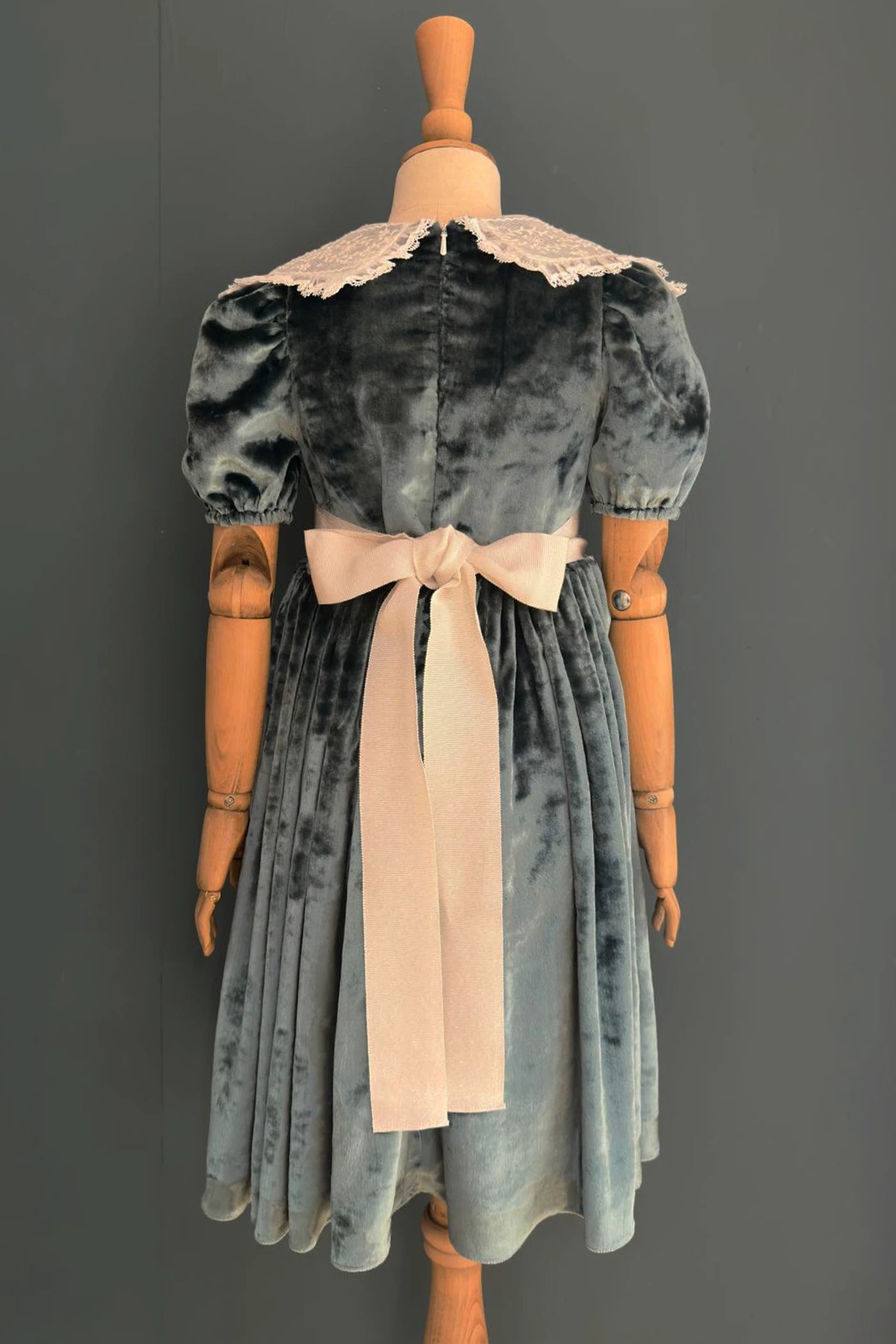 Ginger Queen Dress in Pine Green Crushed Velvet - Designed by Ingrid Lewis - Strawberries and Cream