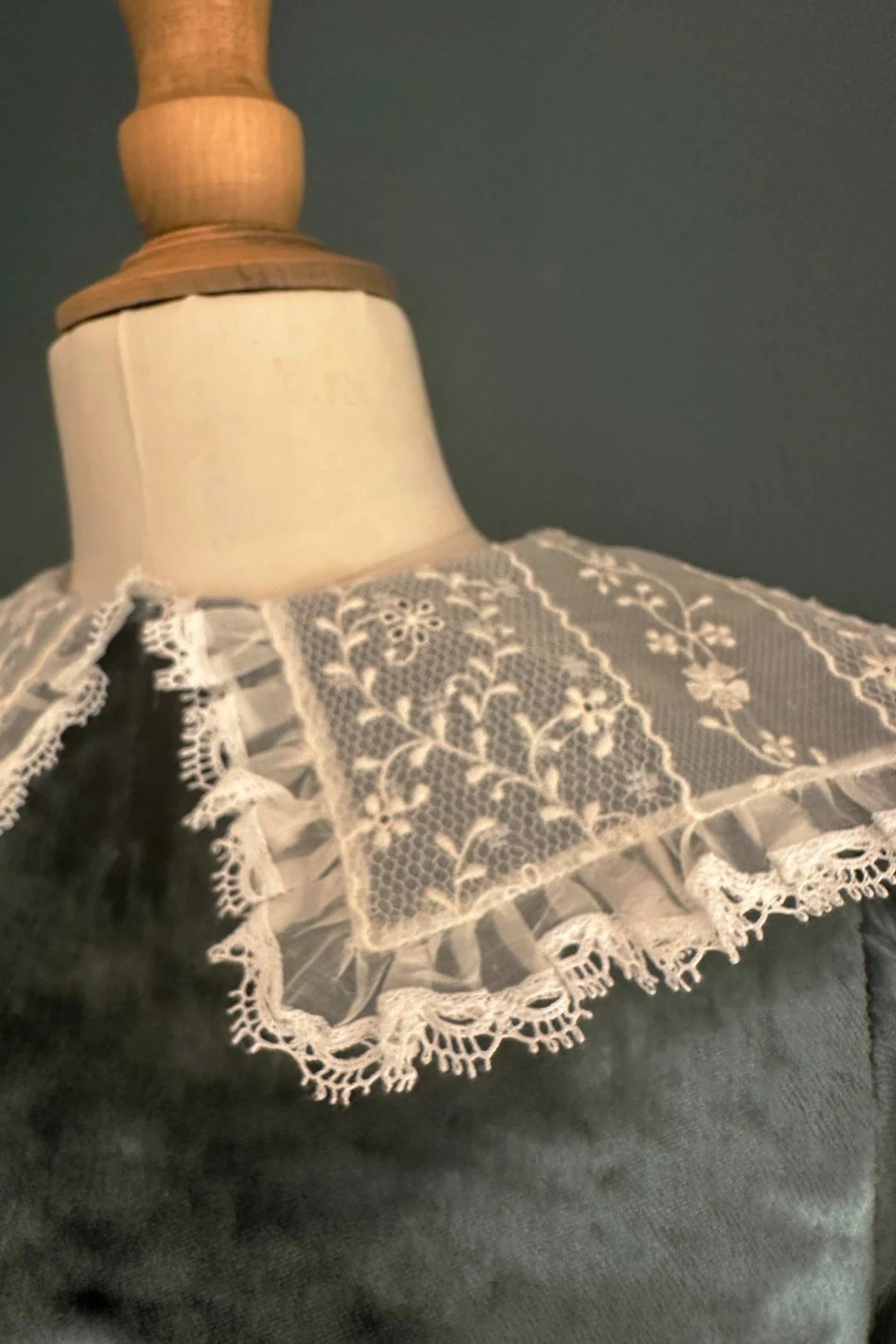 Ginger Queen Dress in Pine Green Crushed Velvet - Designed by Ingrid Lewis - Strawberries and Cream