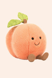 Jellycat - Amuseables - Peach - Strawberries & Cream - Ingrid Lewis - Designer 
Jellycat Plush toy shaped like a peach with a smiling face