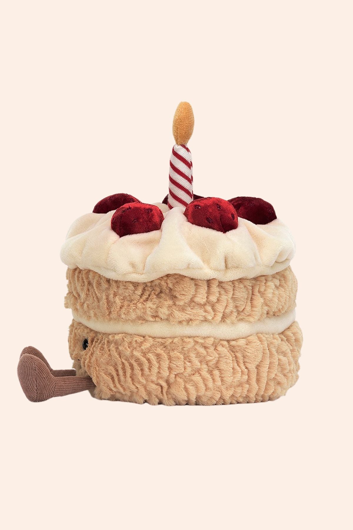 Jellycat - Amuseables Birthday Cake -  Strawberries & Cream - Ingrid Lewis - Designer
Plush toy resembling a birthday cake with a candle