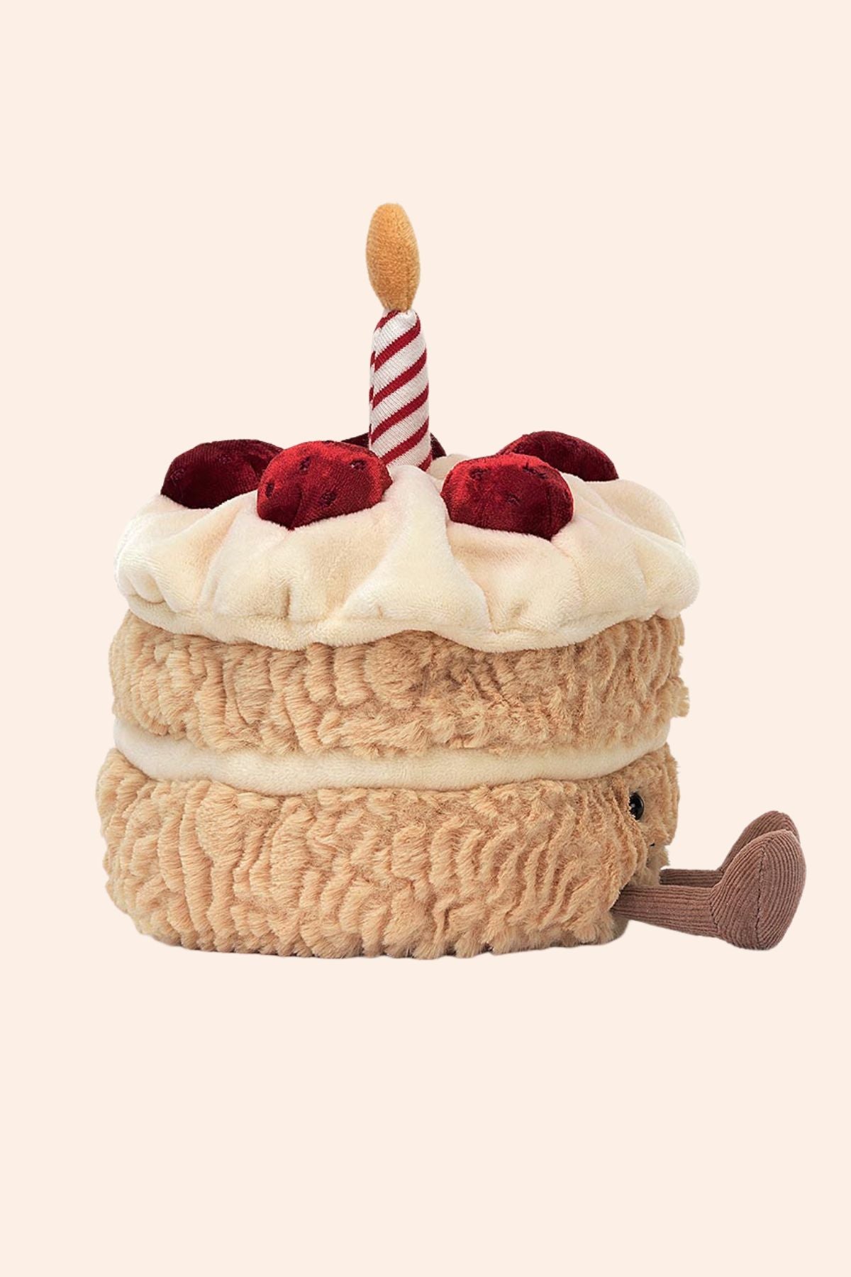 Jellycat - Amuseables Birthday Cake -  Strawberries & Cream - Ingrid Lewis - Designer
Toy cake with a candle on a white background