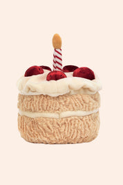 Jellycat - Amuseables Birthday Cake -  Strawberries & Cream - Ingrid Lewis - Designer 
Jellycat Plush toy resembling a birthday cake with a candle