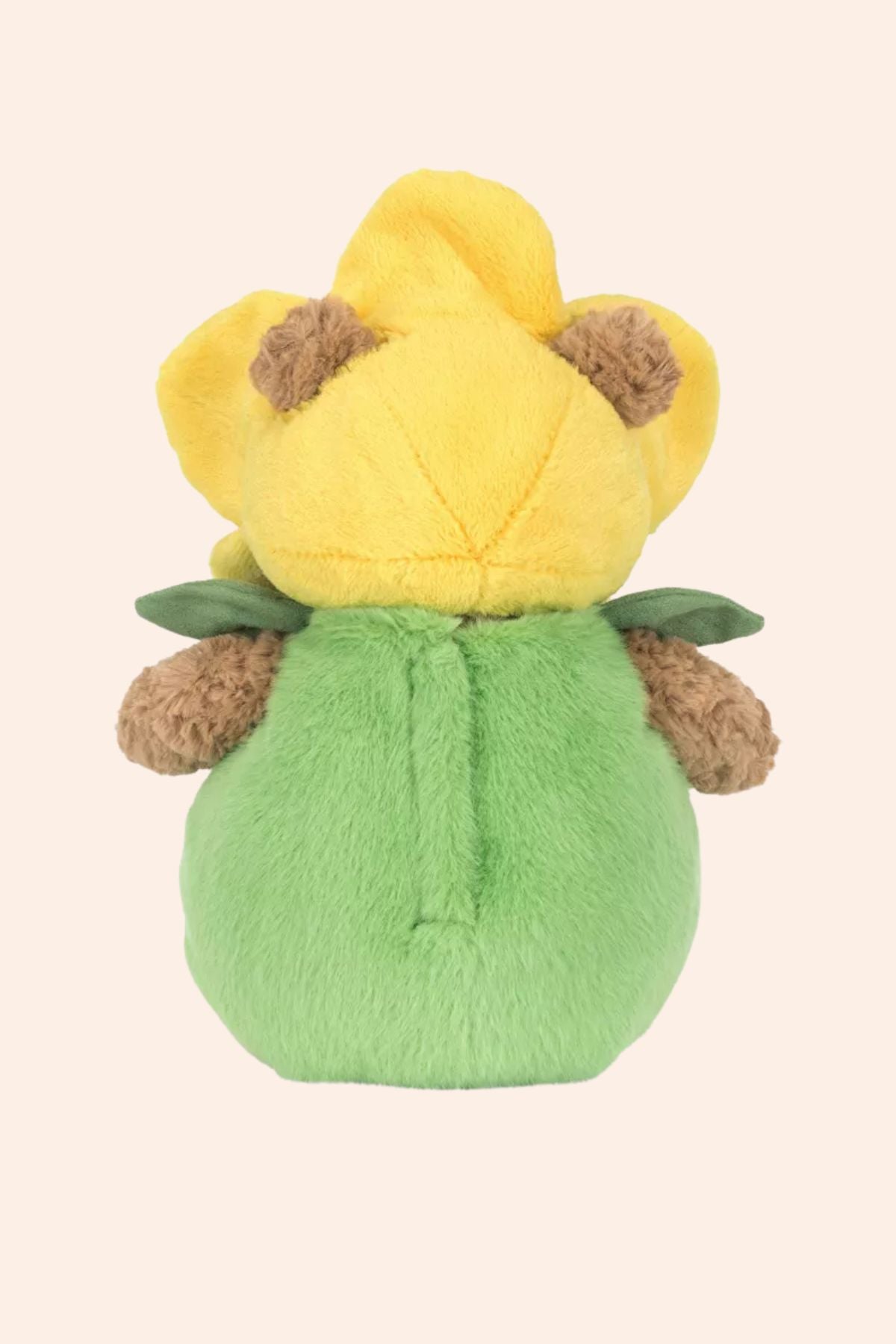 Jellycat - Barthomew Bear Daffodil Outfit -  Strawberries & Cream - Ingrid Lewis - Designer
Plush toy resembling a sunflower with a bear body on a beige background