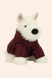 Jellycat - Munro Scottie Dog Winter Jumper Outfit - Strawberries & Cream - Ingrid Lewis - Designer