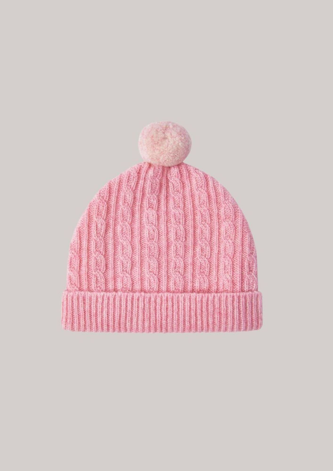 Brora Cashmere Pom Pom Hat- Petal