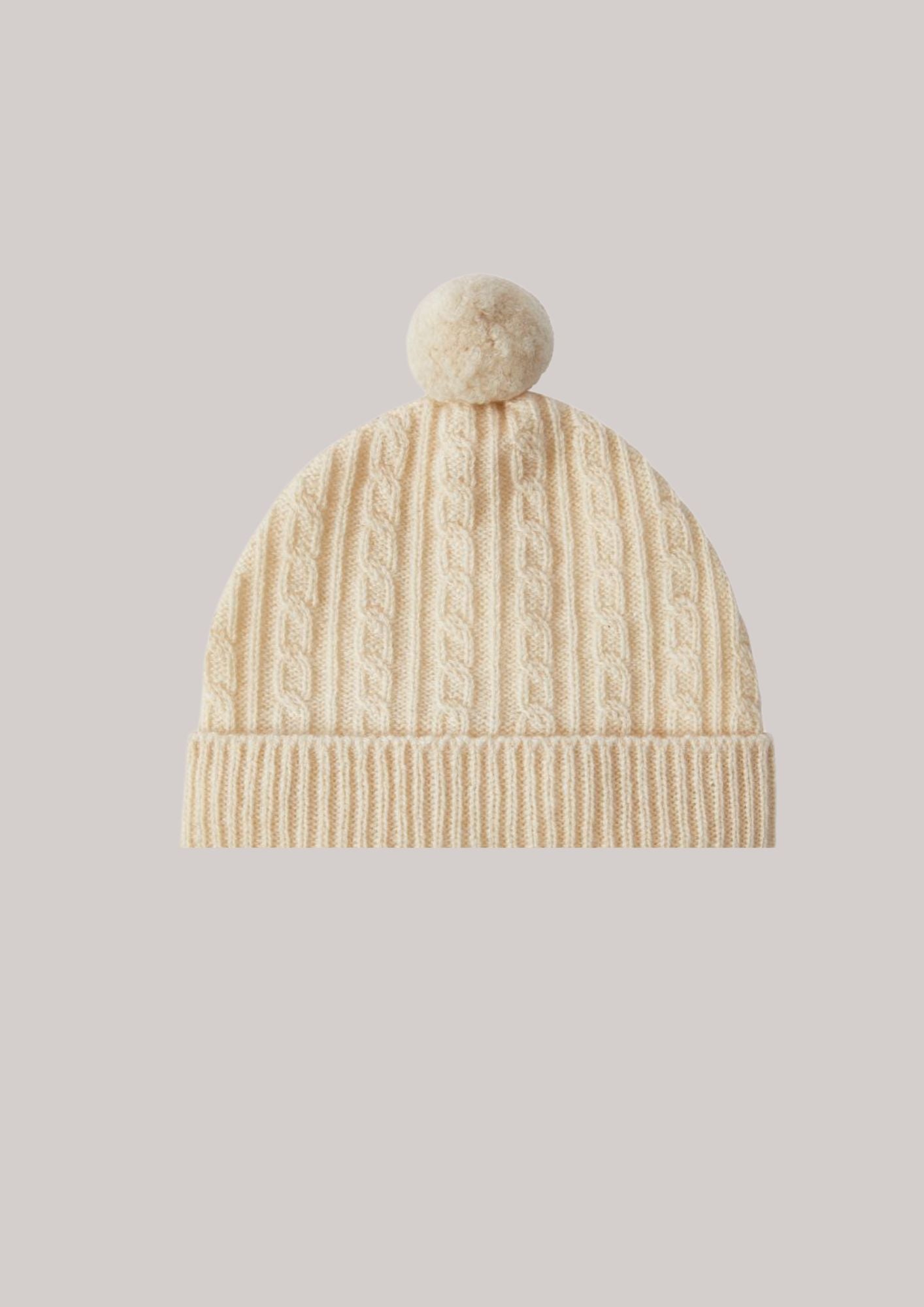 Brora Cashmere Pom Pom Hat - Winter White