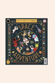 Let's Tell a Story! Space Adventure - Strawberries & Cream - Ingrid Lewis - Designer
 Book cover of 'Space Adventure' with space-themed illustrations and text on a dark background.