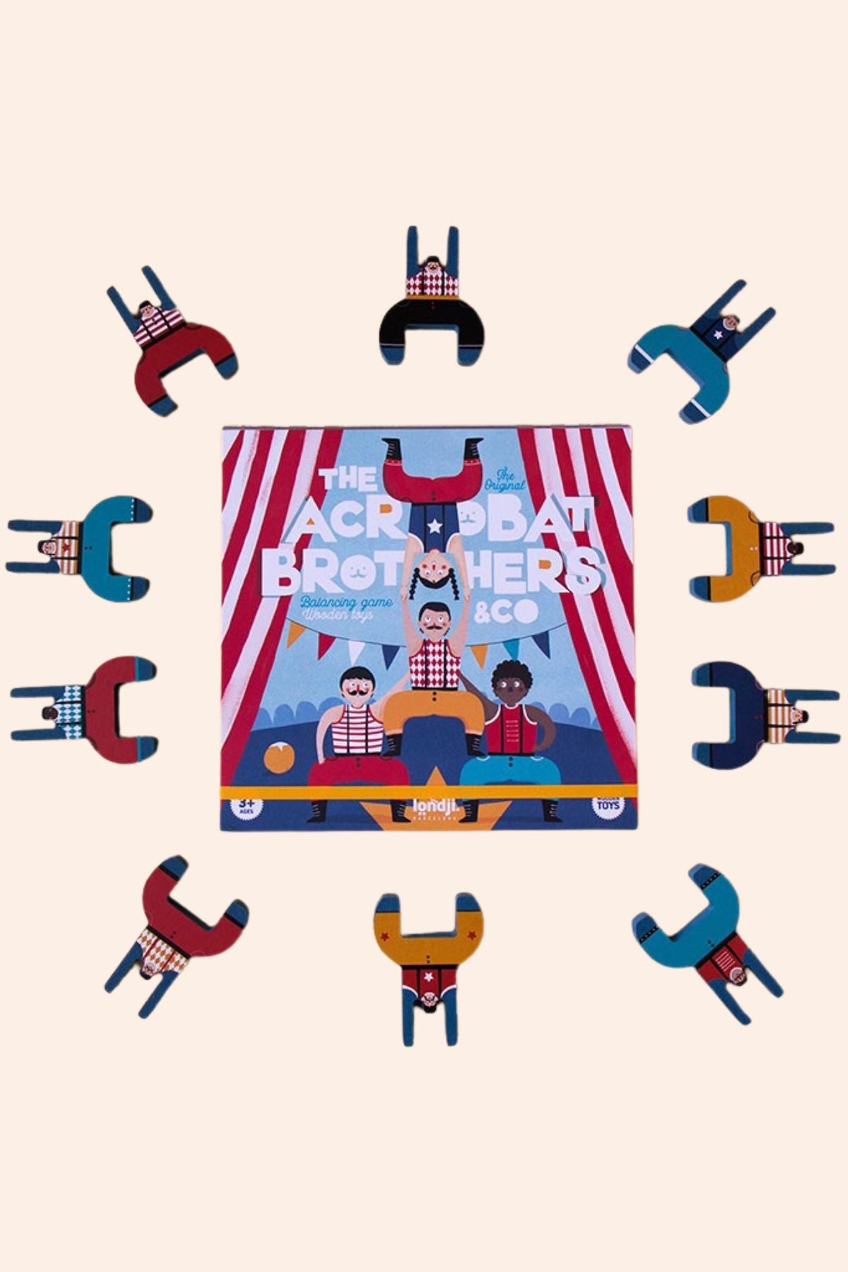Londji -  The Acrobat Brothers - Wooden toy - Strawberries & Cream 