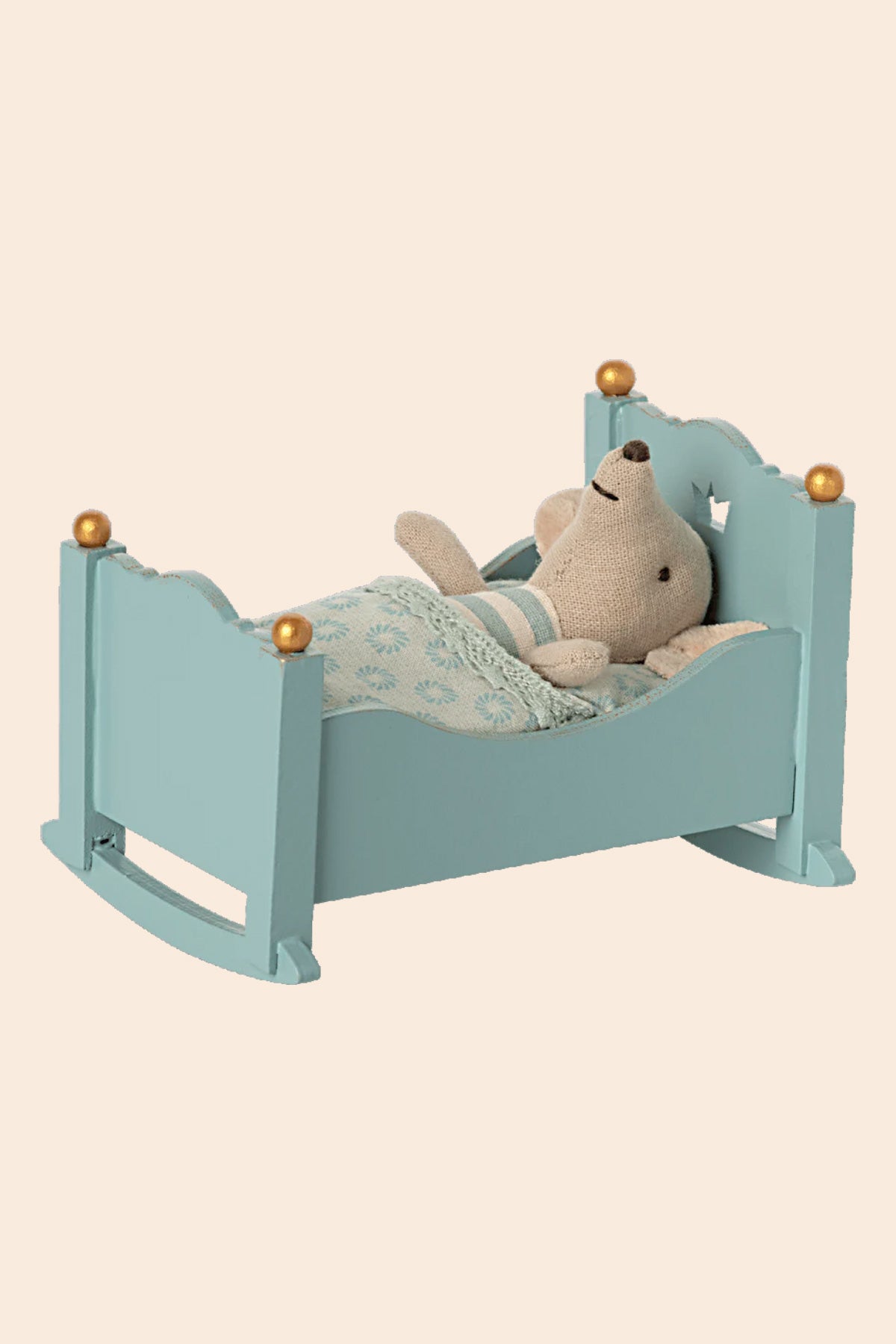 Maileg Cradle Baby Mouse - Blue